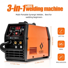 HITBOX Newly Updated Mig Welder MIG ARC TIG Synergy Control 220V Gas Gasless Welding Machine HBM1200 Inverter Welding Machines